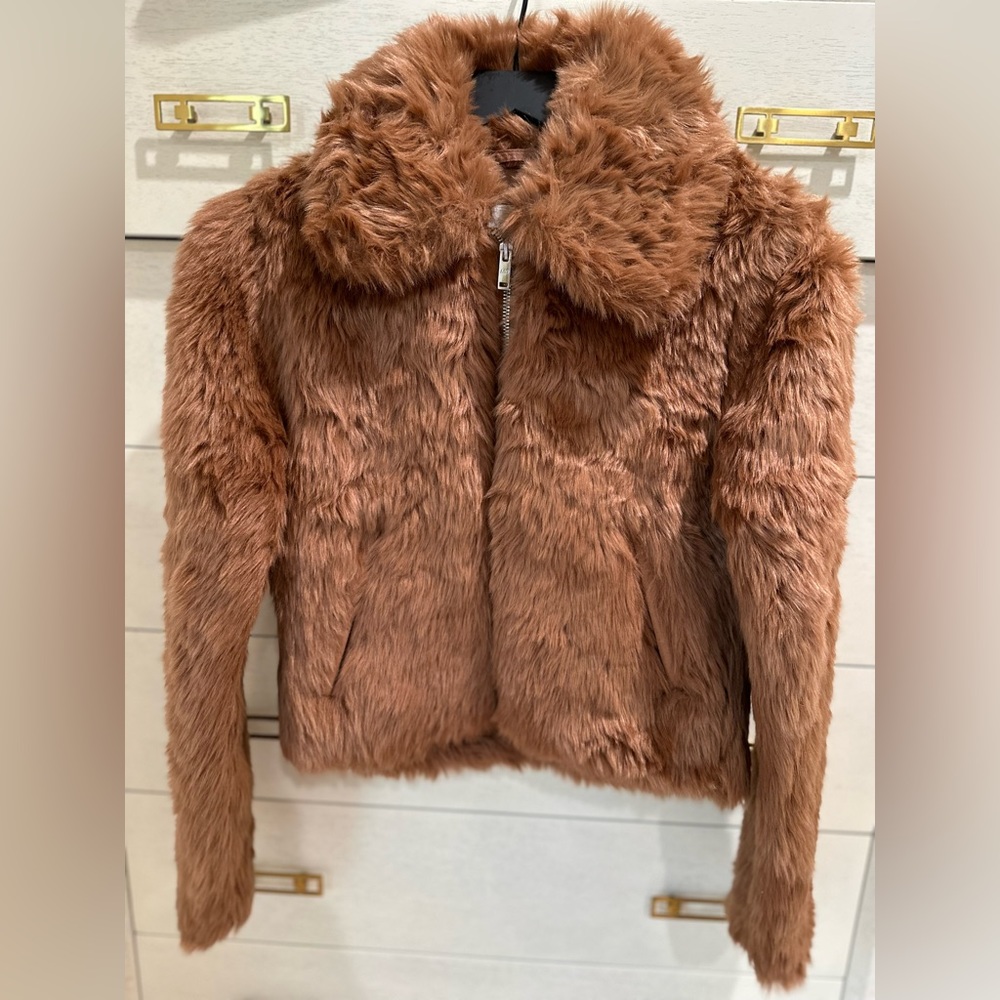 Abercrombie Crop Faux Fur Jacket